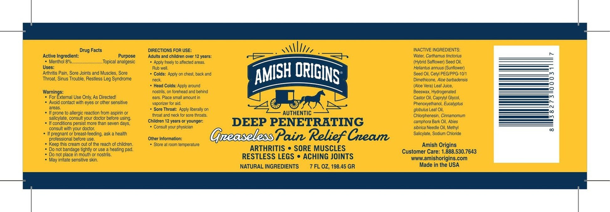 Maximum Strength Arthritis Pain Relief Cream 7 Oz for Joints Muscles